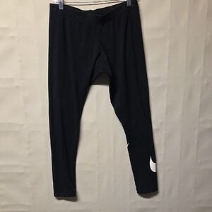 Nike Ladies Black Leggings with White Swoosh